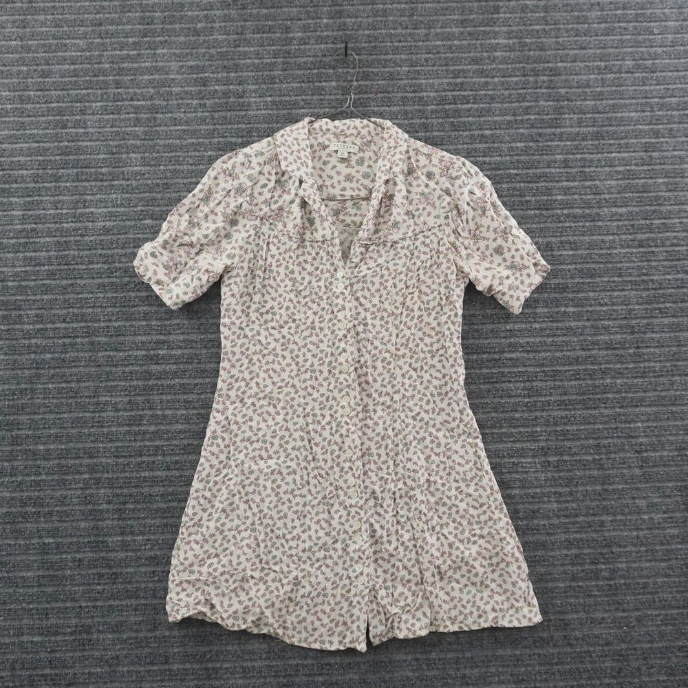 Tecovas Button Up Shirt Womens Size M White Floral Print Short Sleeve Western